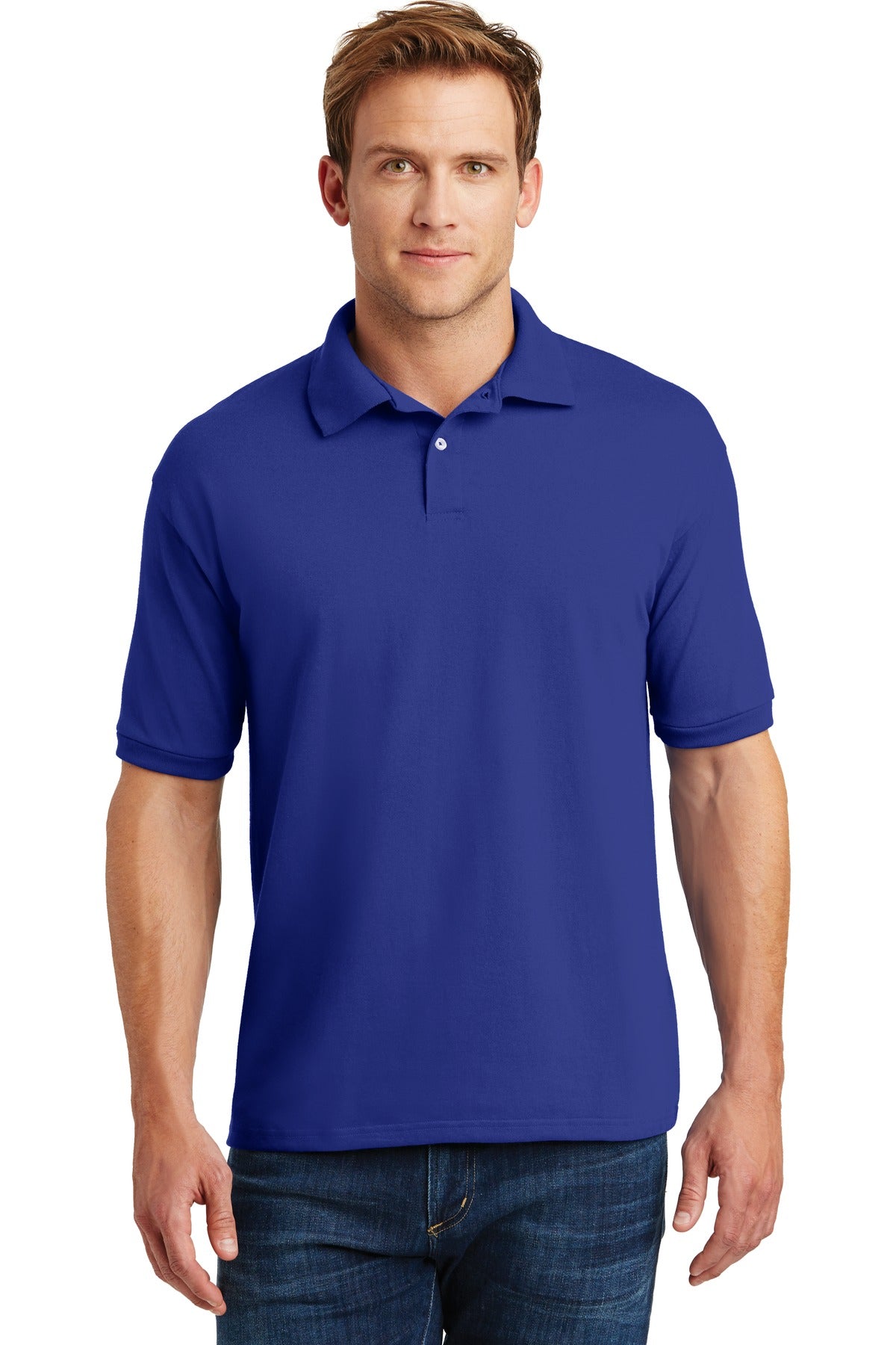 HanesÂ® EcoSmartÂ® - 5.2-Ounce Jersey Knit Sport Shirt. 054X