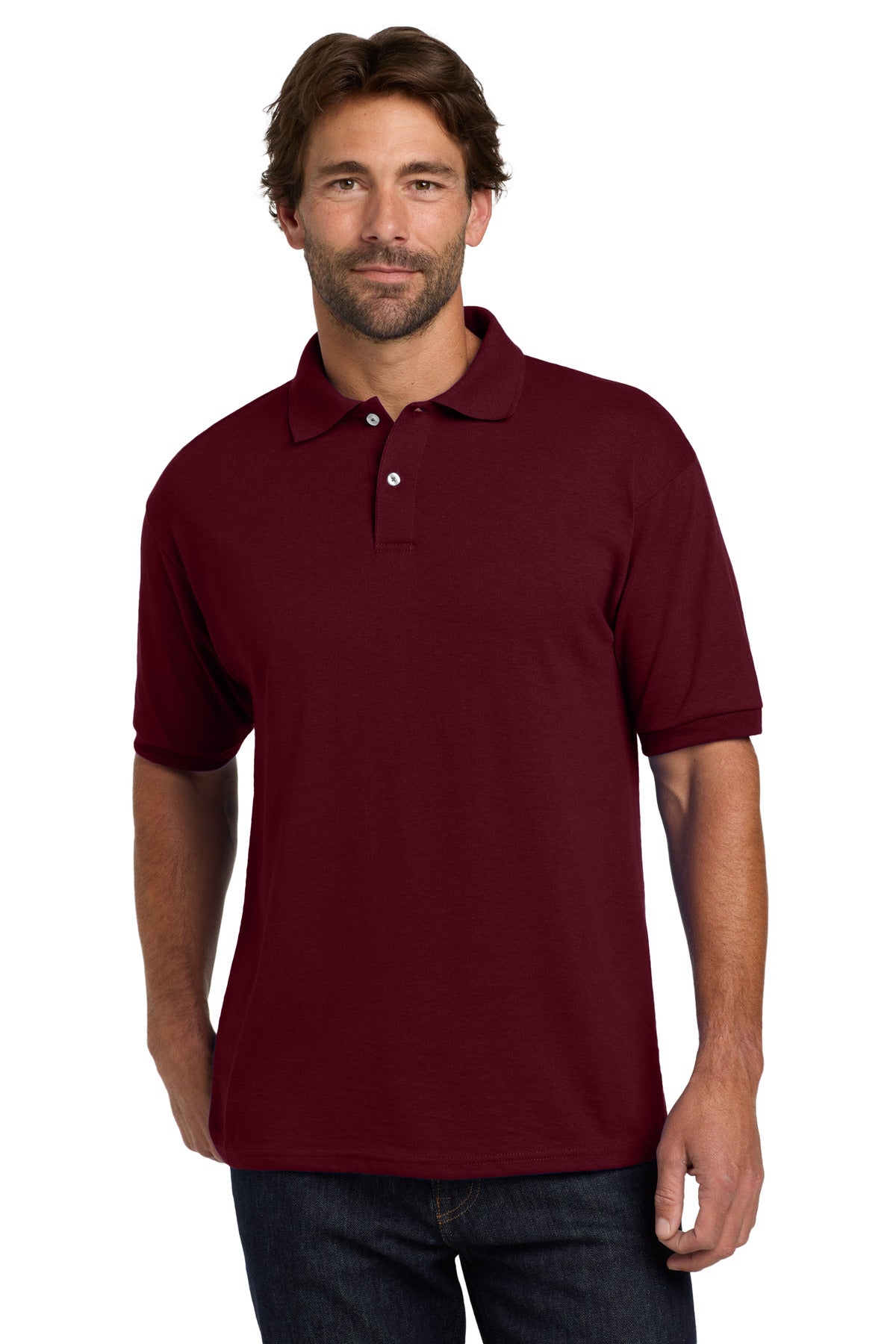 HanesÂ® EcoSmartÂ® - 5.2-Ounce Jersey Knit Sport Shirt. 054X